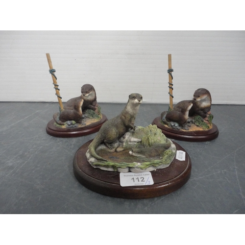 112 - Three Border Fine Arts otter groups to include 'Otter and Kit' A20443 etc.