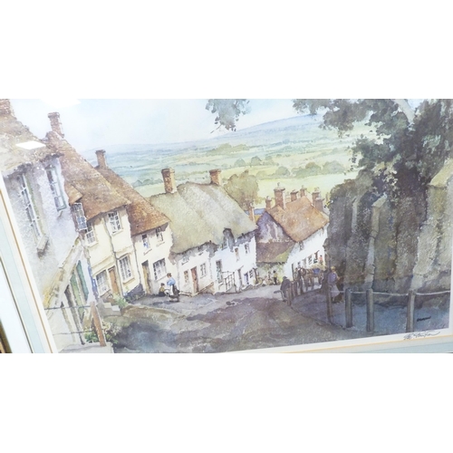 13 - ER SturgeonSeven pencil signed prints to include Salisbury, Winsford, Langport and Gold Hill, Shafte... 