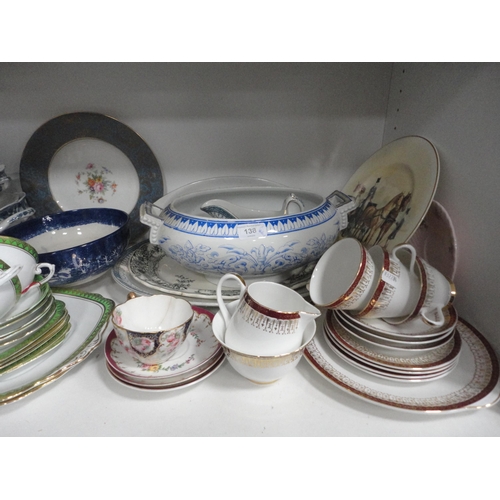 138 - Miscellaneous tea and dinnerwares to include tureens, ashets, Royal Doulton part dinner set, Roslyn ... 