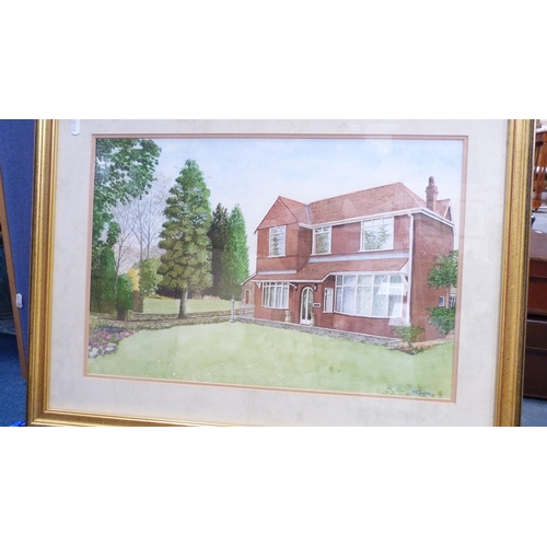 14 - AG PhillipsRiver landscape sceneWatercolour, a modern watercolour depicting a house and garden by PA... 