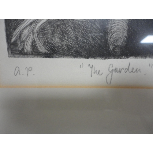160 - Keith ThompsonThe GardenPencil signed artist's proof etching, and a pencil signed artist's proof lin... 