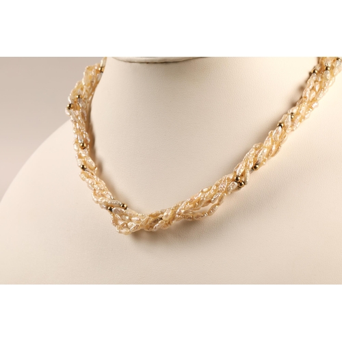 147 - Vintage pearl twist necklace with 9ct gold clasp