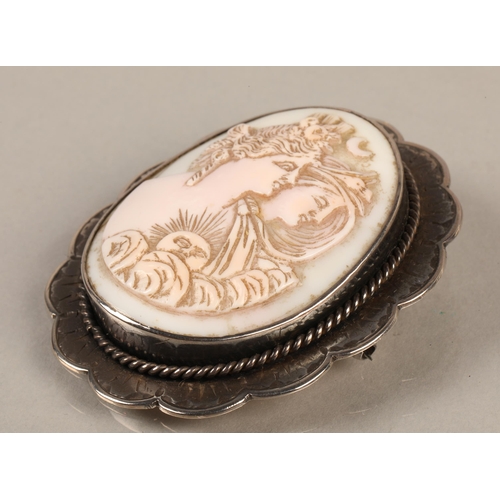 176 - White metal cameo brooch, 5.5cm x 4.5cm