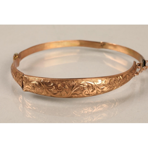 185 - Damaged 9ct gold bangle, 5.8g