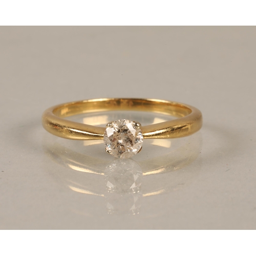 189 - 18k gold ring set with diamond solitaire, gross weight 3.3g, ring size R