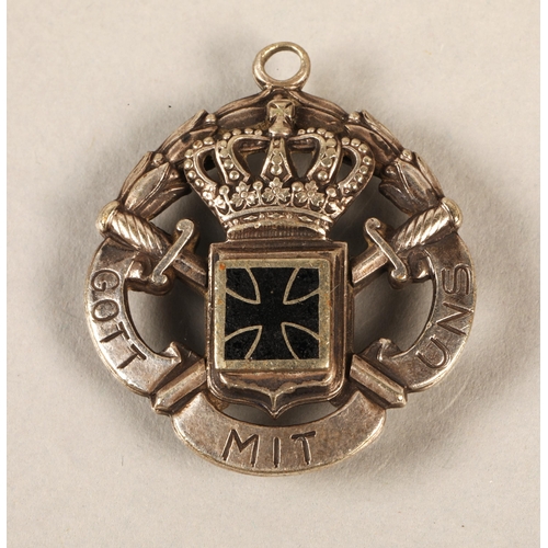 195 - 'Gott Mit Uns' German iron cross white metal medallion, 6.3g