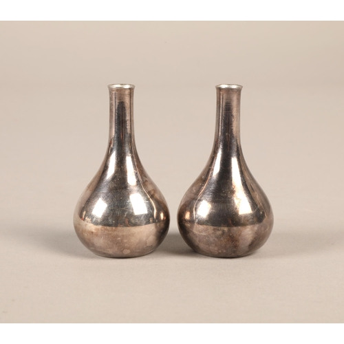 216 - Jens Quistgaard Dansk Designs silver plated onion tapered candle holders, each 6cm h, boxed pair