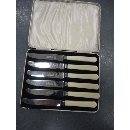 193 - Group of boxed EP cutlery to include a set of six EP teaspoons, cased butter knives, set of twelve E... 