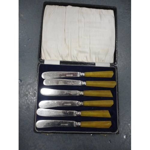 193 - Group of boxed EP cutlery to include a set of six EP teaspoons, cased butter knives, set of twelve E... 