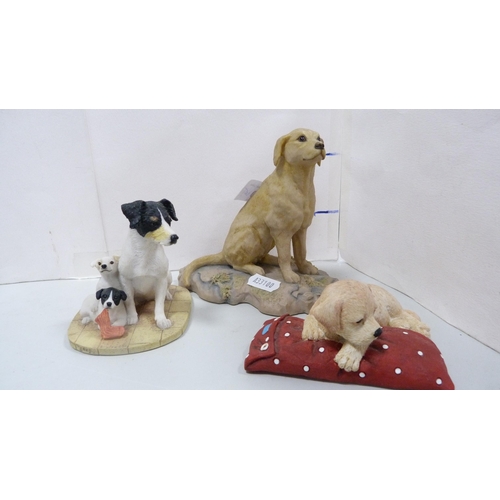 20 - Group of animal figures to include a Teviotdale labrador, Border Fine Arts springer spaniels, 'Butch... 