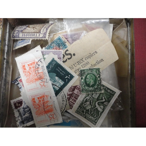 207 - Case containing loose stamps and ephemera to include The World Postage Stamp Album, The Strand Stamp... 