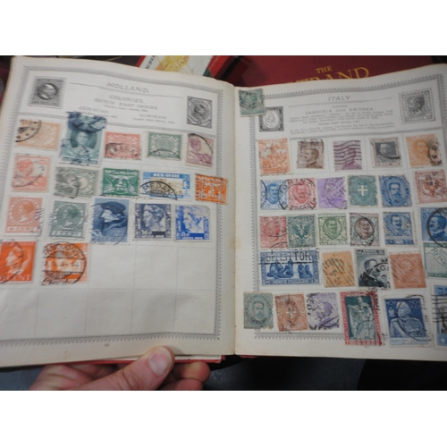 207 - Case containing loose stamps and ephemera to include The World Postage Stamp Album, The Strand Stamp... 