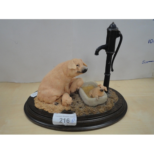 216 - Two Goebel figures, Country Artists giant panda figure, no. 04941, and a pig with water pump group, ... 