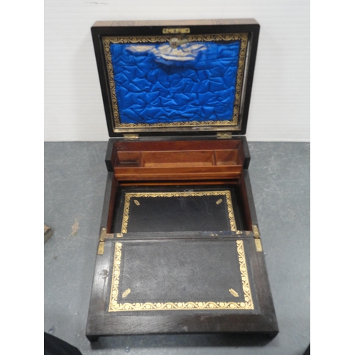 218 - Victorian Tunbridge ware walnut marquetry sewing box with fitted interior.