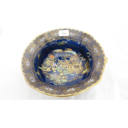 234 - Wiltshaw & Robinson for Carlton Ware 'Mikado' pattern enamel and gilt decorated blue centrepiece... 