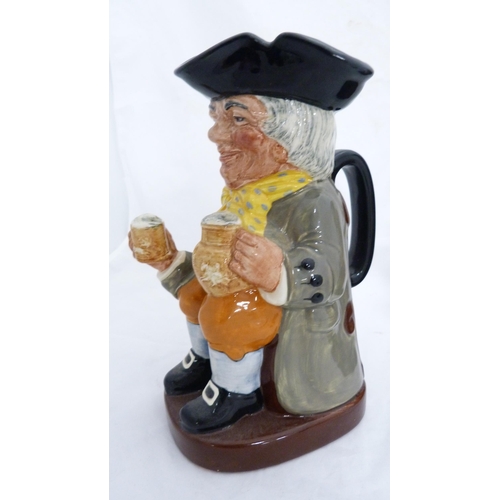 241 - Two Royal Doulton toby jugs, 'Sir John Falstaff' and 'Happy John', small Royal Doulton character jug... 