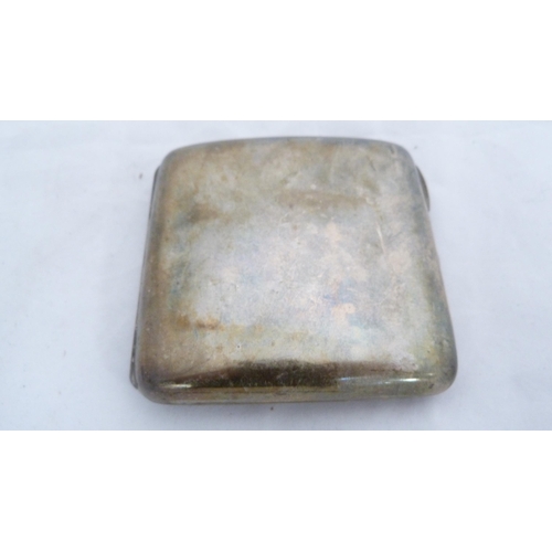 254 - Silver cigarette case, silver card case and a silver part miniature easel, 172g gross.