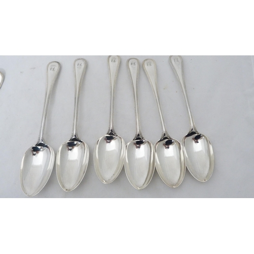 269 - Part suite of EP cutlery, mainly table forks and spoons, monogrammed to the stem.