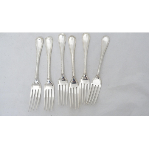 269 - Part suite of EP cutlery, mainly table forks and spoons, monogrammed to the stem.