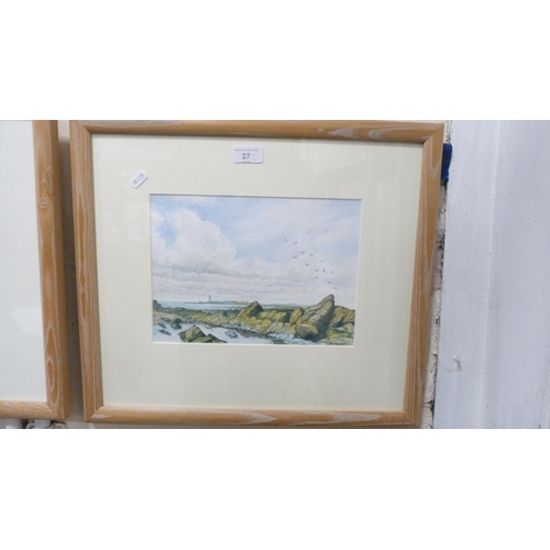 27 - WL FennerThe Lonely Shore and Southerness Lighthouse from PowillimontSigned, watercolours, both with... 