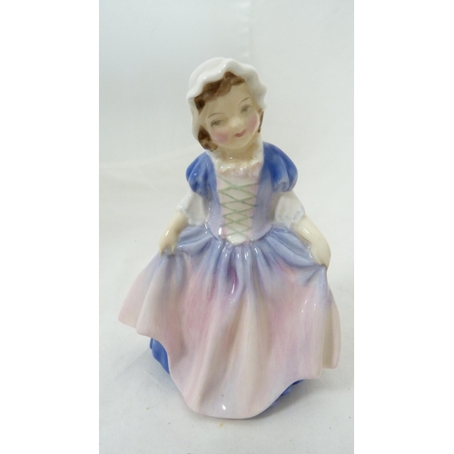 278 - Four small Royal Doulton figures, 'Dinky Do', 'Valerie', 'Babie' and 'Cissie', and a Royal Doulton D... 