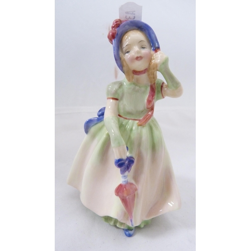 278 - Four small Royal Doulton figures, 'Dinky Do', 'Valerie', 'Babie' and 'Cissie', and a Royal Doulton D... 