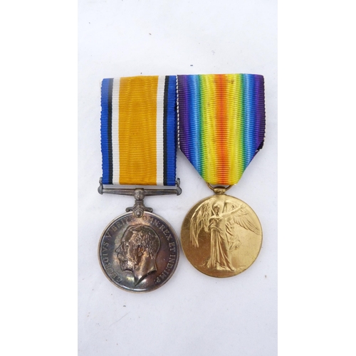 281 - Pair of WWI campaign medals, Victory and War, with ribbons, and matching dress miniatures, awarded t... 