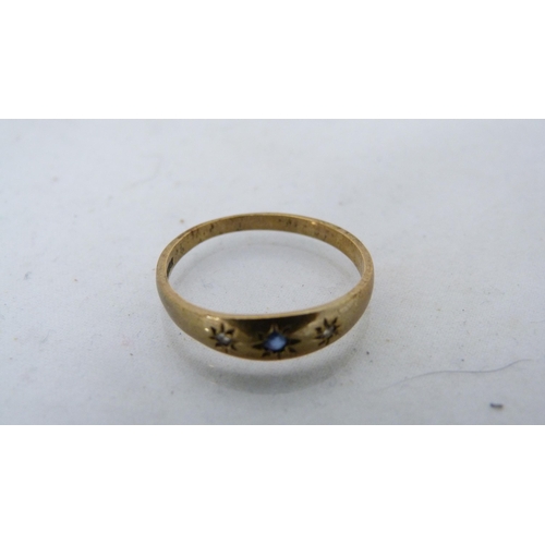 294 - 9ct gold gem-set cluster ring and a similar 9ct gold gem-set gypsy-style lady's ring, 3g gross. (2)