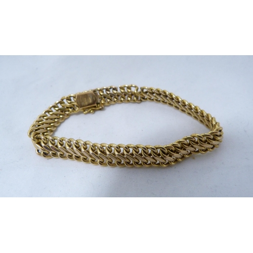 340 - Yellow metal bracelet, stamped 9k to the clasp only, also another yellow metal bracelet, 9ct gold wa... 