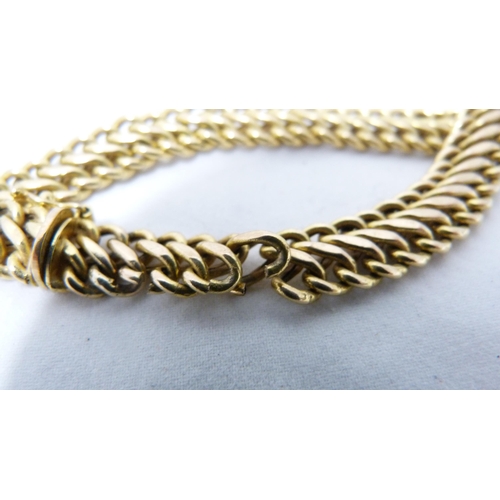 340 - Yellow metal bracelet, stamped 9k to the clasp only, also another yellow metal bracelet, 9ct gold wa... 