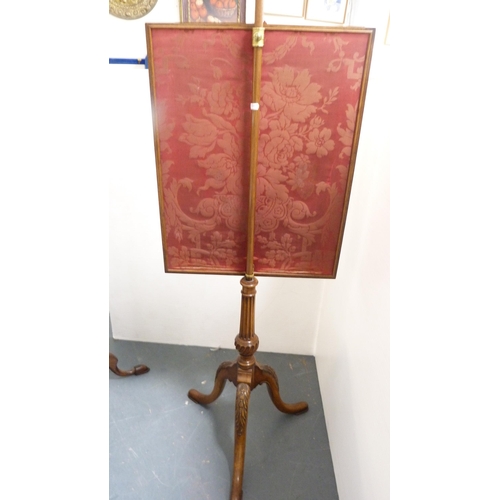 341 - Late Victorian mahogany pole screen with embroidered tapestry panel, and another late Victorian exam... 