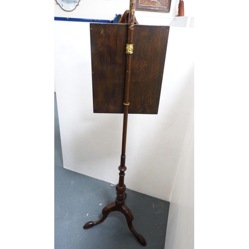 341 - Late Victorian mahogany pole screen with embroidered tapestry panel, and another late Victorian exam... 