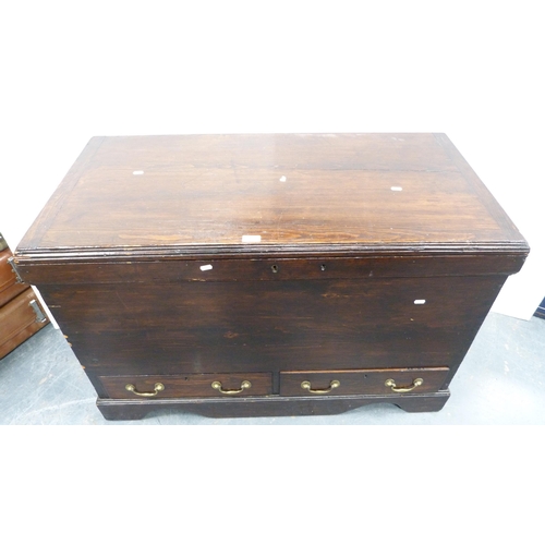 355 - Victorian mahogany mule/blanket chest with iron handles.