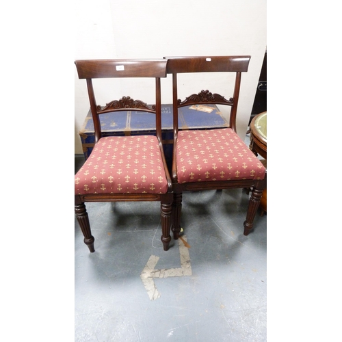 357 - Two pairs of 19th century-style mahogany dining chairs, all with tablet tops.  (4)