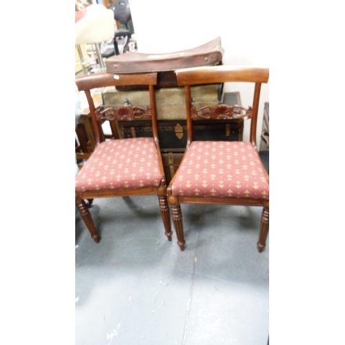 357 - Two pairs of 19th century-style mahogany dining chairs, all with tablet tops.  (4)