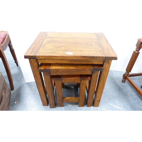 360 - Contemporary hardwood nest of three tables.