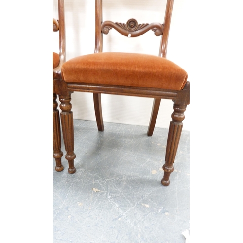 363 - Pair of 19th century mahogany dining chairs and an Edwardian inlaid mahogany elbow chair.  (3)