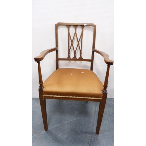 363 - Pair of 19th century mahogany dining chairs and an Edwardian inlaid mahogany elbow chair.  (3)