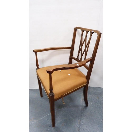 363 - Pair of 19th century mahogany dining chairs and an Edwardian inlaid mahogany elbow chair.  (3)