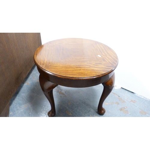 366 - Regency-style mahogany breakfront sideboard, plant stand and a coffee table.  (3)