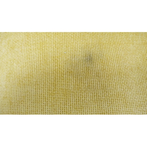 382 - Modern lemon fabric upholstered large sofa.