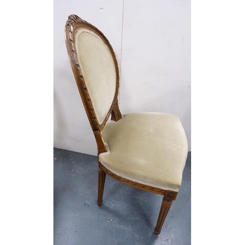 387 - Hepplewhite-style mahogany dining chair, Victorian walnut dining chair and a French-style walnut din... 