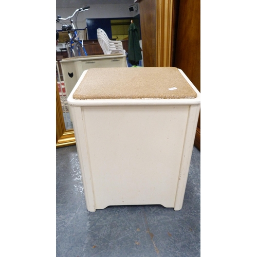 398 - Modern gilt wall mirror, linen box, a modern folding table and a pair of chairs.