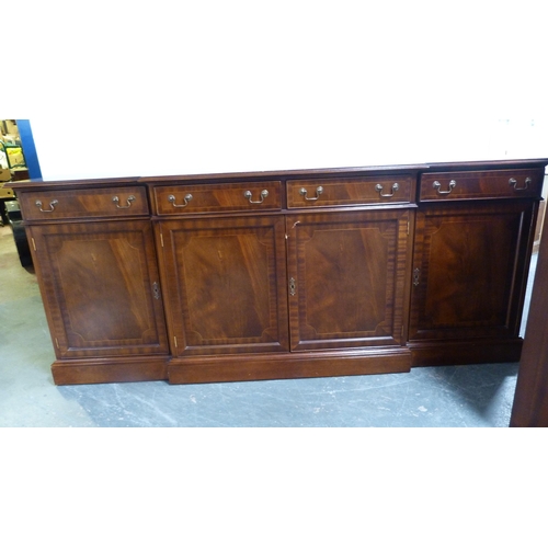 400 - Reproduction Georgian-style mahogany four-door breakfront bookcase on cupboard base.