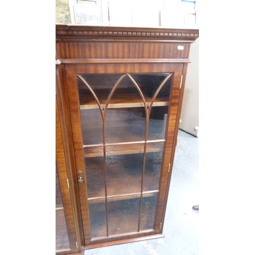 400 - Reproduction Georgian-style mahogany four-door breakfront bookcase on cupboard base.