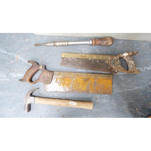 401 - Collection of vintage hand tools to include woodworking planes, chisels, spirit levels, braces and b... 