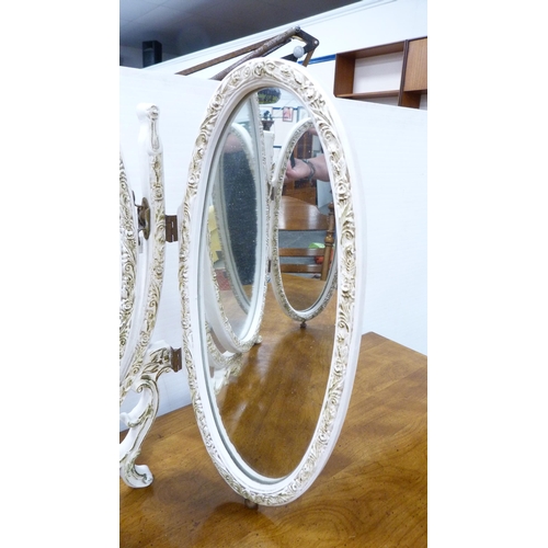 407 - French-style painted tri-plate dressing mirror.