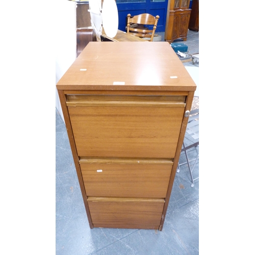 409 - Teak three-drawer filing cabinet.