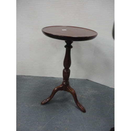 414 - Reproduction plant stand and three wine tables, to include two mahogany examples.  (4)