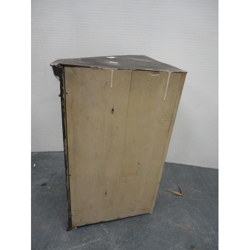 417 - Mahogany corner cabinet with astragal glazed doors, fire screen and a gout stool.  (3)